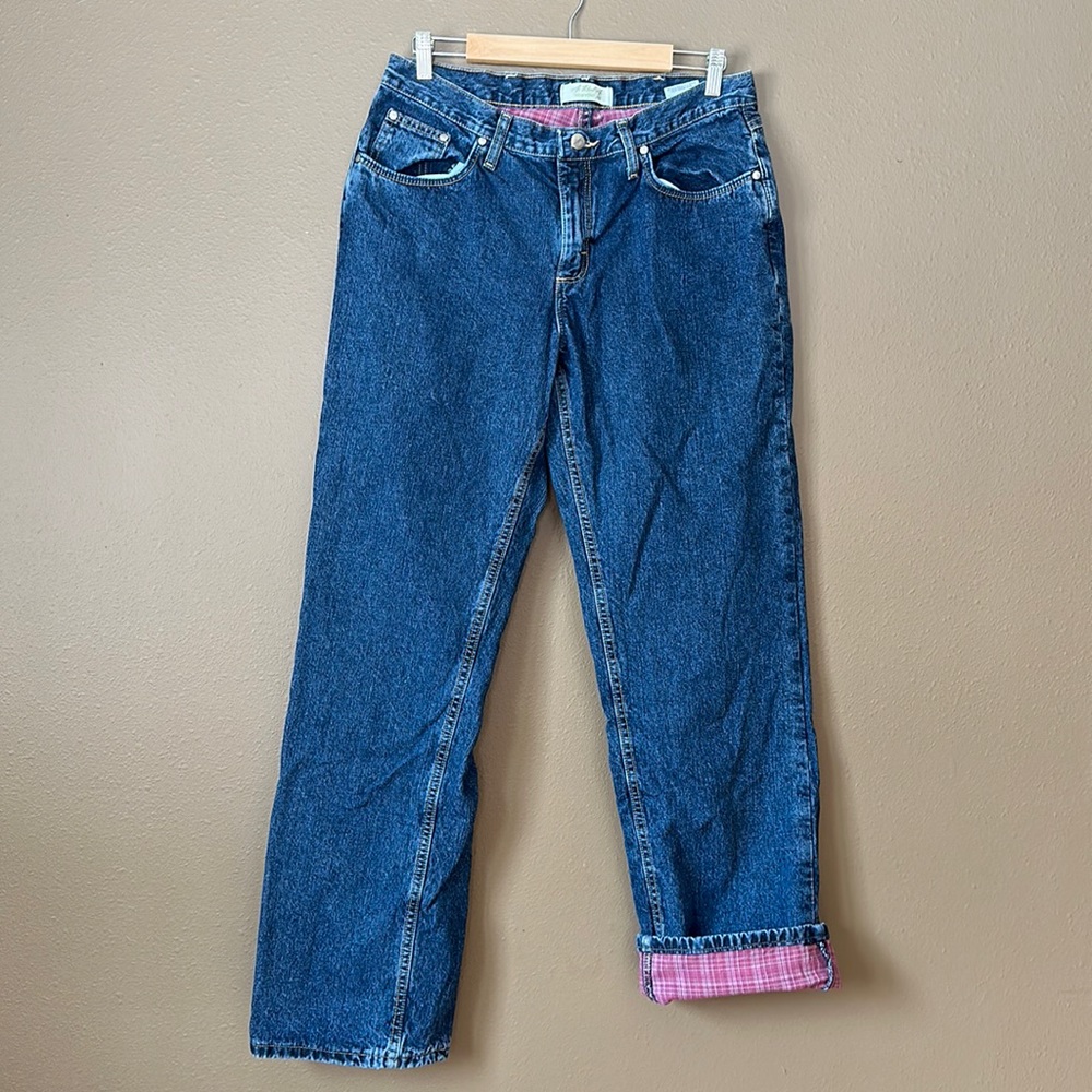 Women’s As Real as Wrangler flannel lined jeans; size 12X34